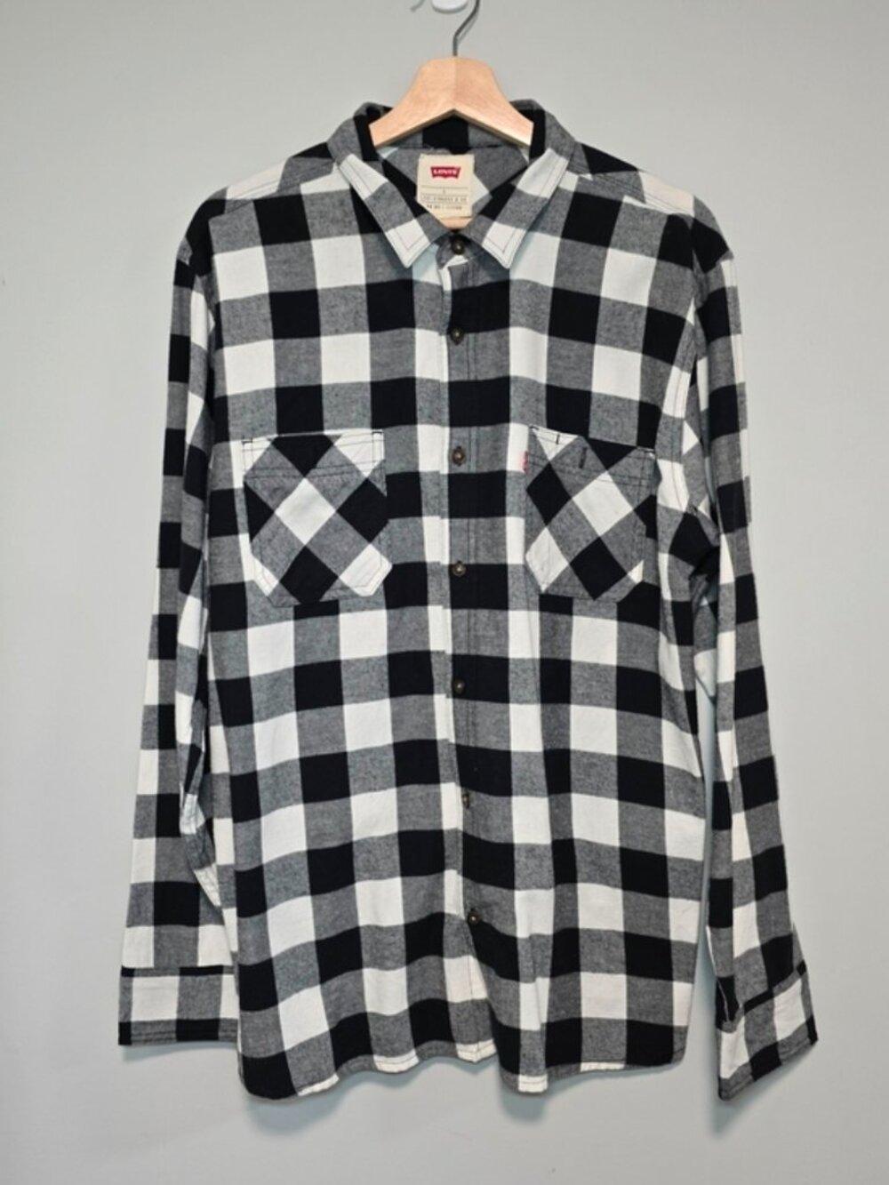 Levi's Black and White Buffalo Plaid Button-Down Shirt